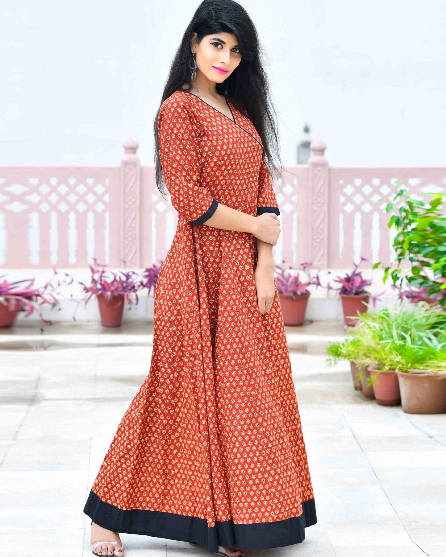 MOHINA MAROON FLOOR LENGTH DRESS