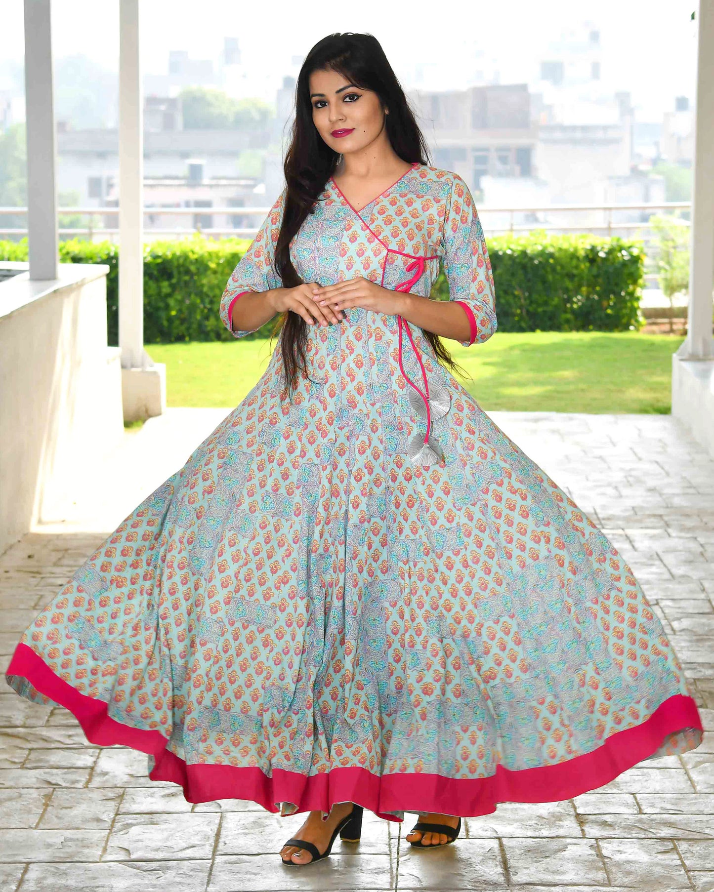 NELOFER ANGRAKHA STYLE FLOOR LENGTH KURTA