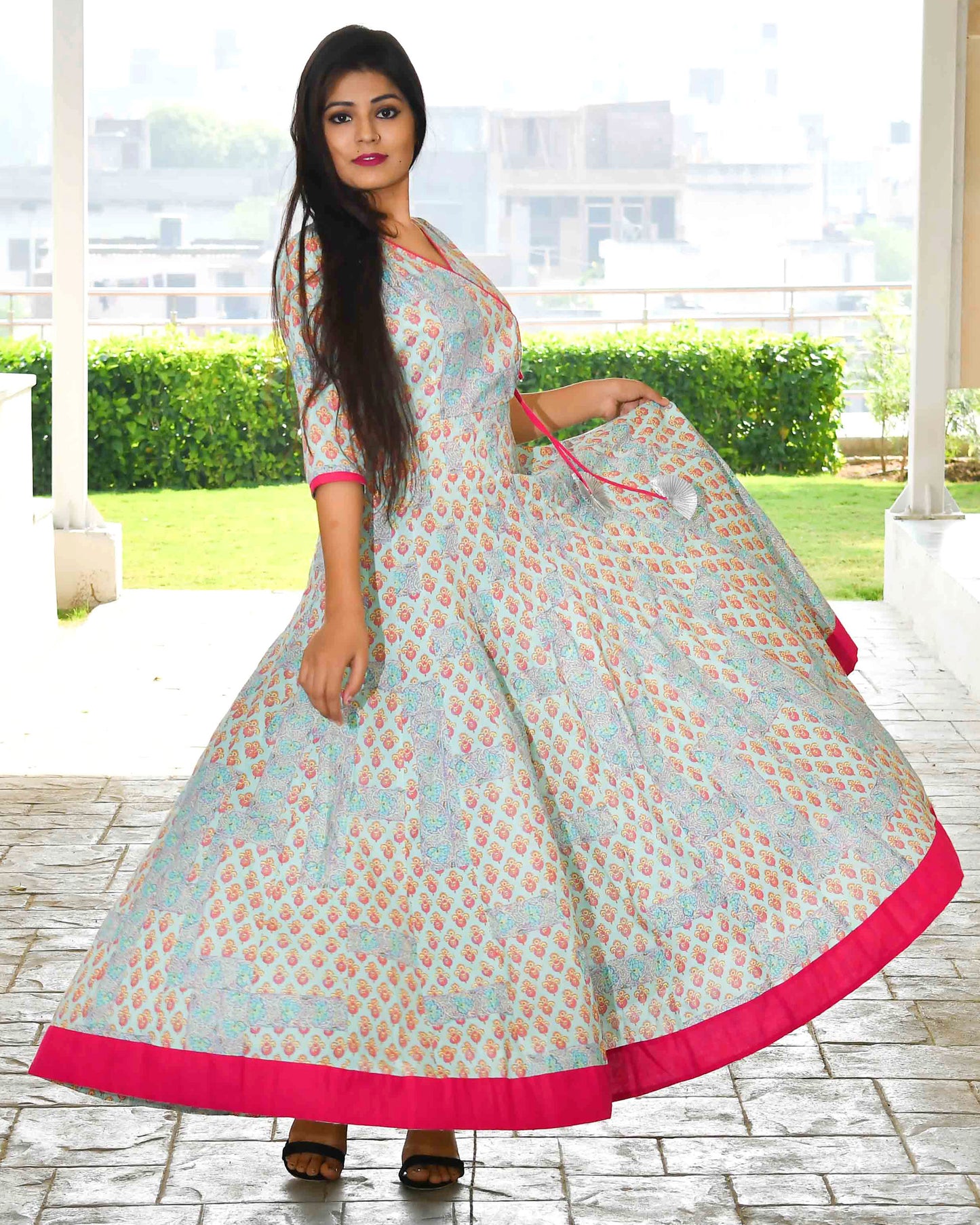 NELOFER ANGRAKHA STYLE FLOOR LENGTH KURTA