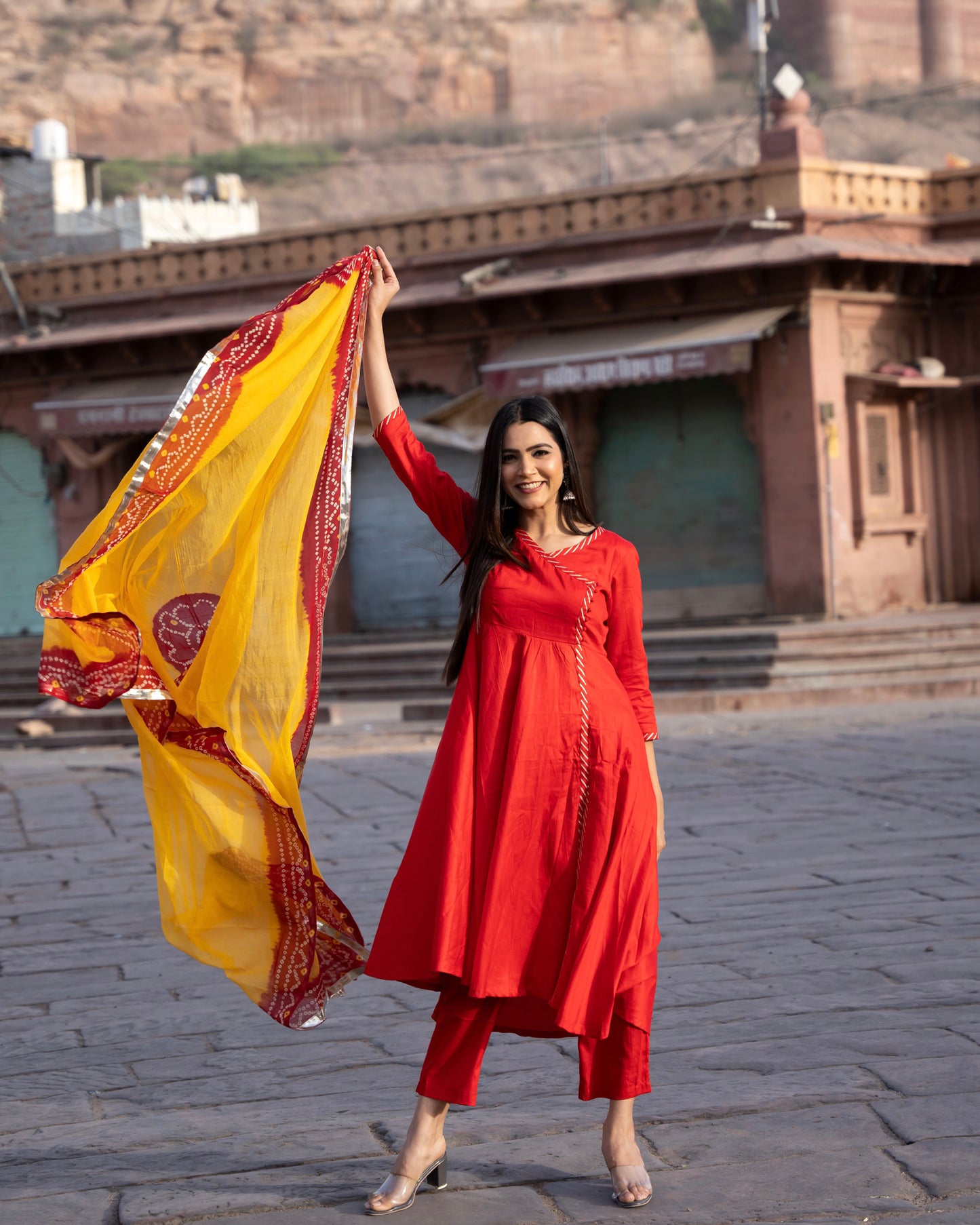 RUKMANI RED SUIT SET