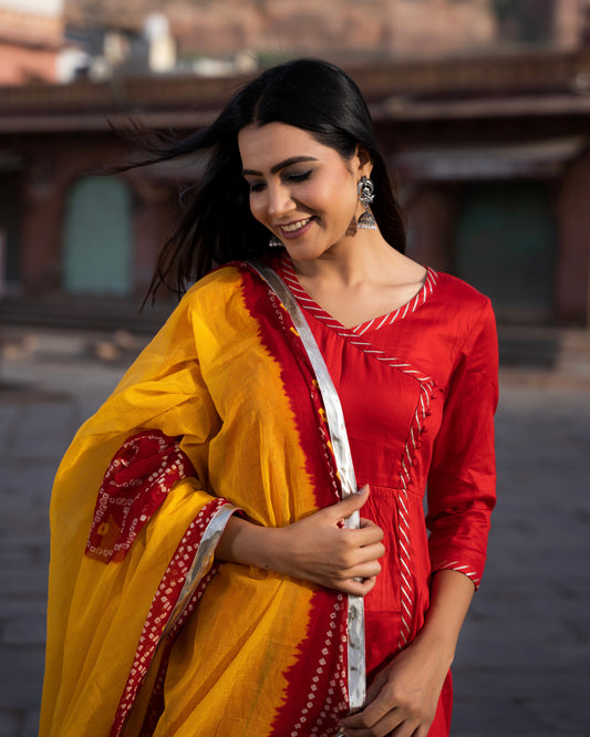 RUKMANI RED SUIT SET