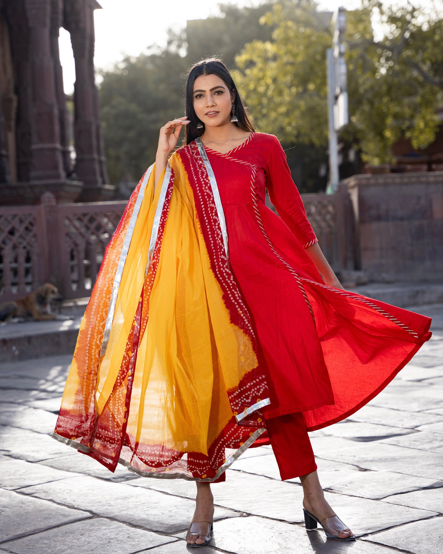 RUKMANI RED SUIT SET