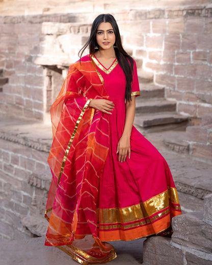 RANI PINK FLOOR LENGTH SET