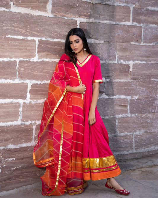 RANI PINK FLOOR LENGTH SET