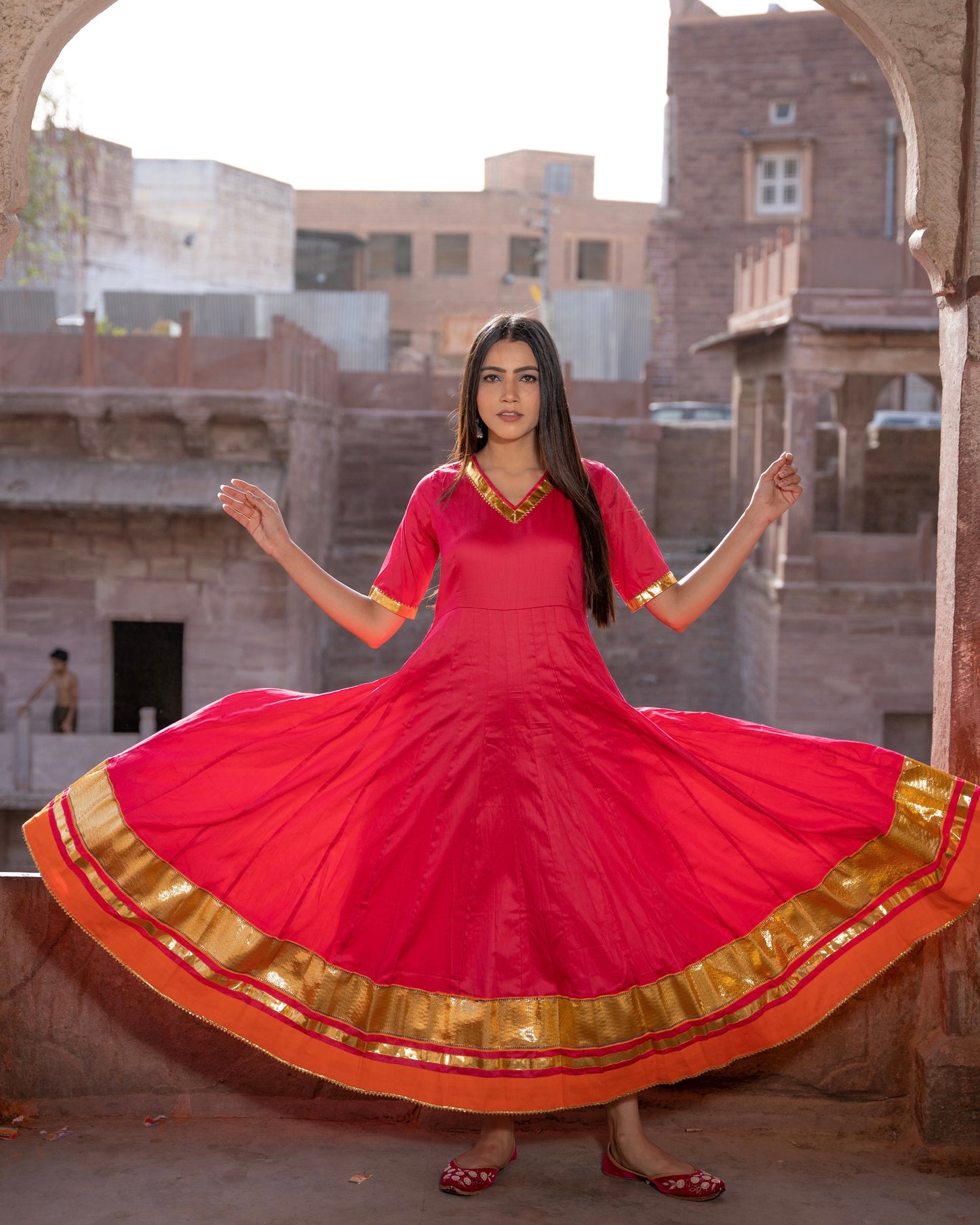 RANI PINK FLOOR LENGTH SET