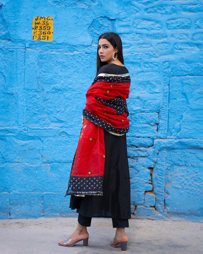 BLACK ANGRAKHA SUIT SET