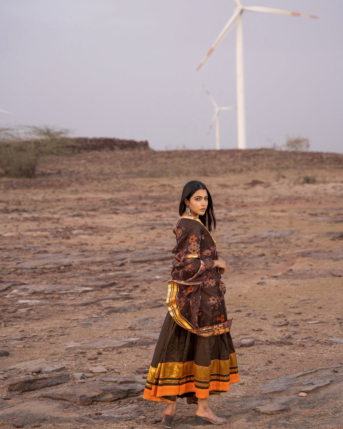 AMEERA UMBER FLOOR LENGTH DRESS