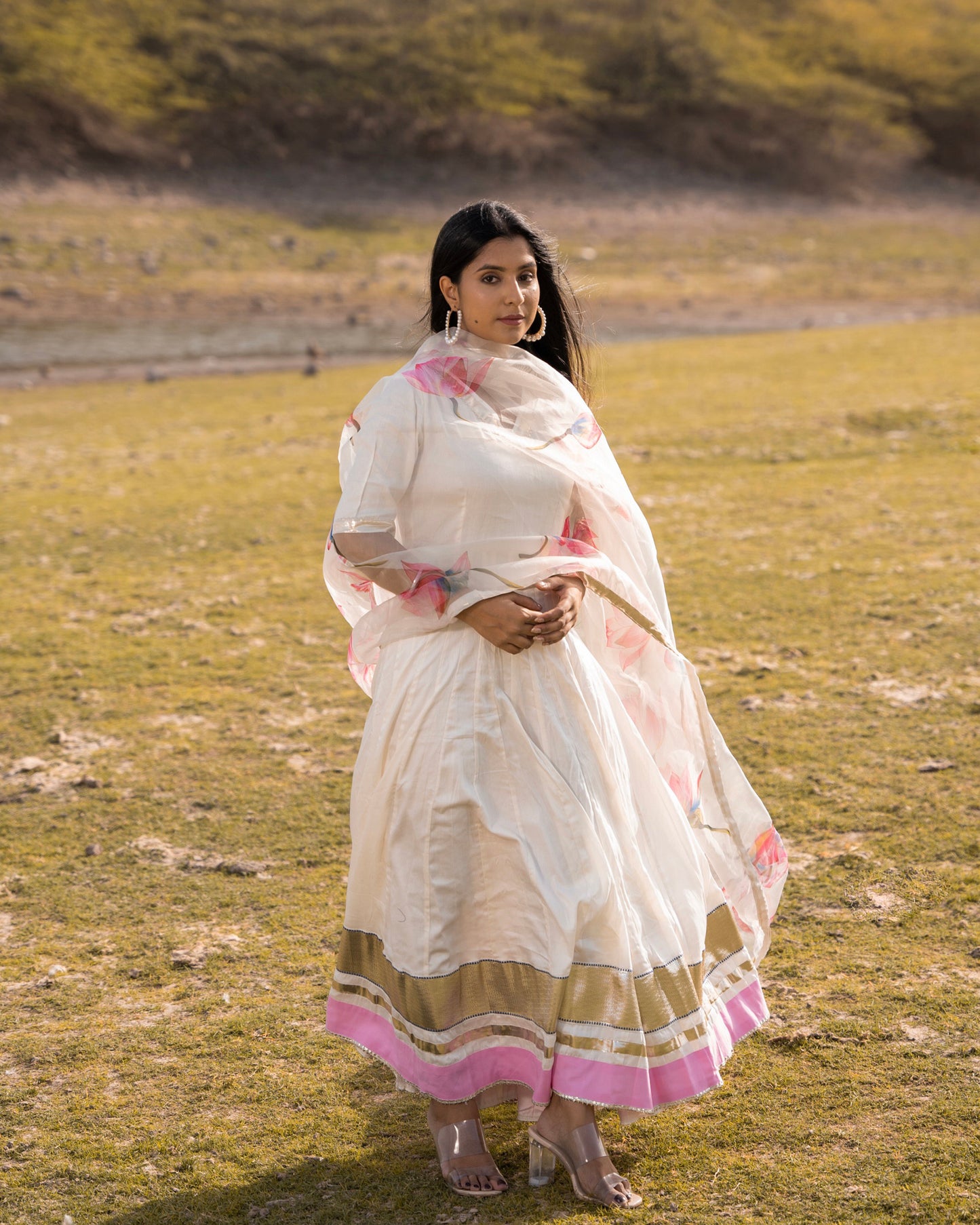 LOTUS WHITE FLOOR LENGTH DRESS