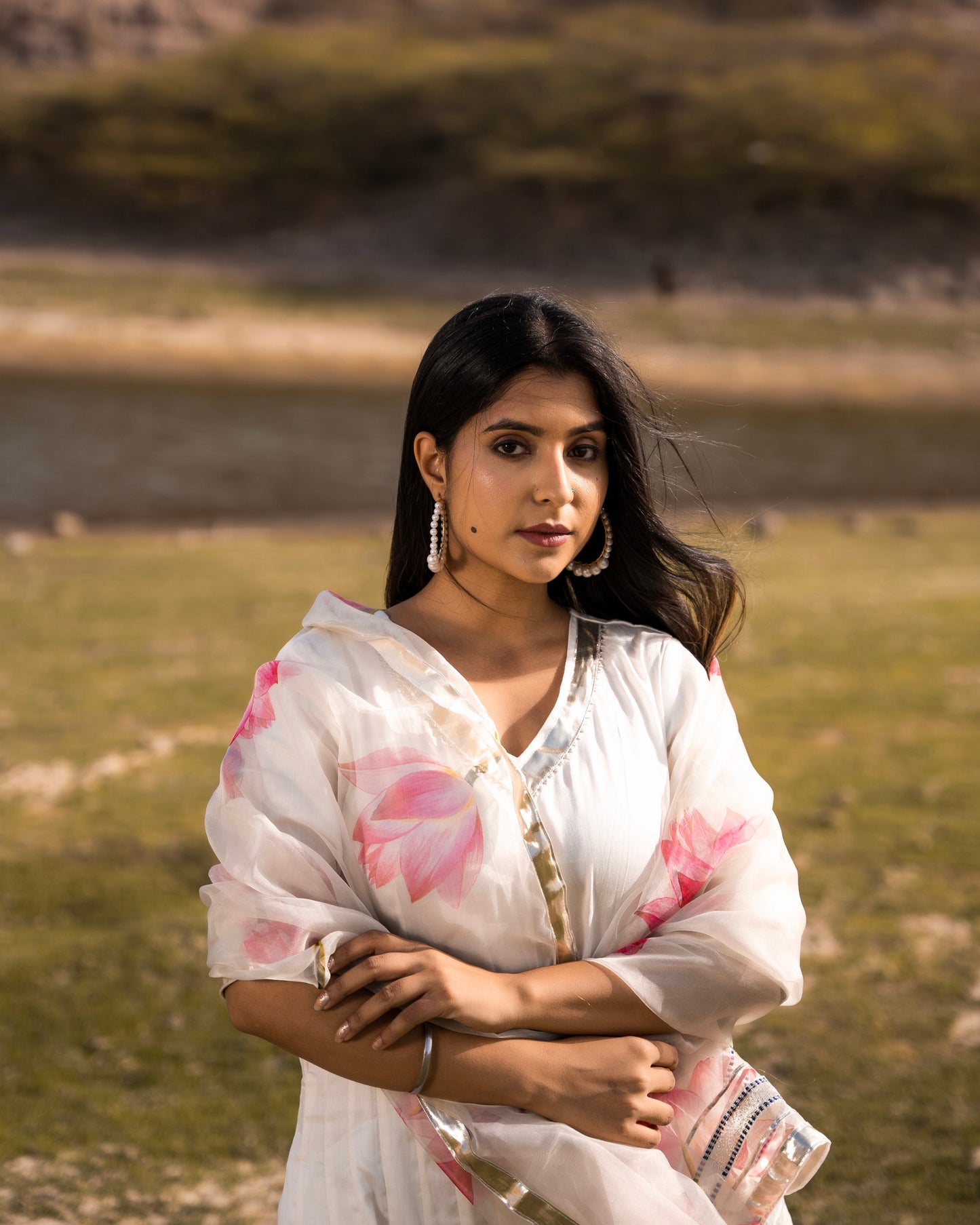 LOTUS WHITE FLOOR LENGTH DRESS