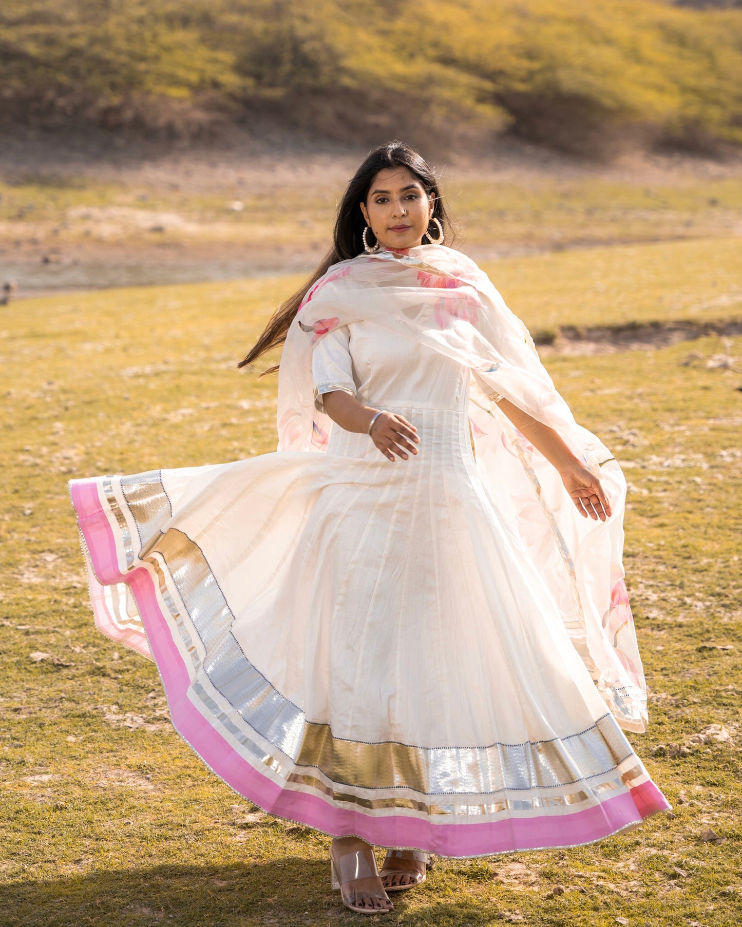 LOTUS WHITE FLOOR LENGTH DRESS