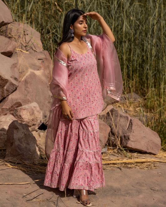 PASHA PINK SHARARA SET