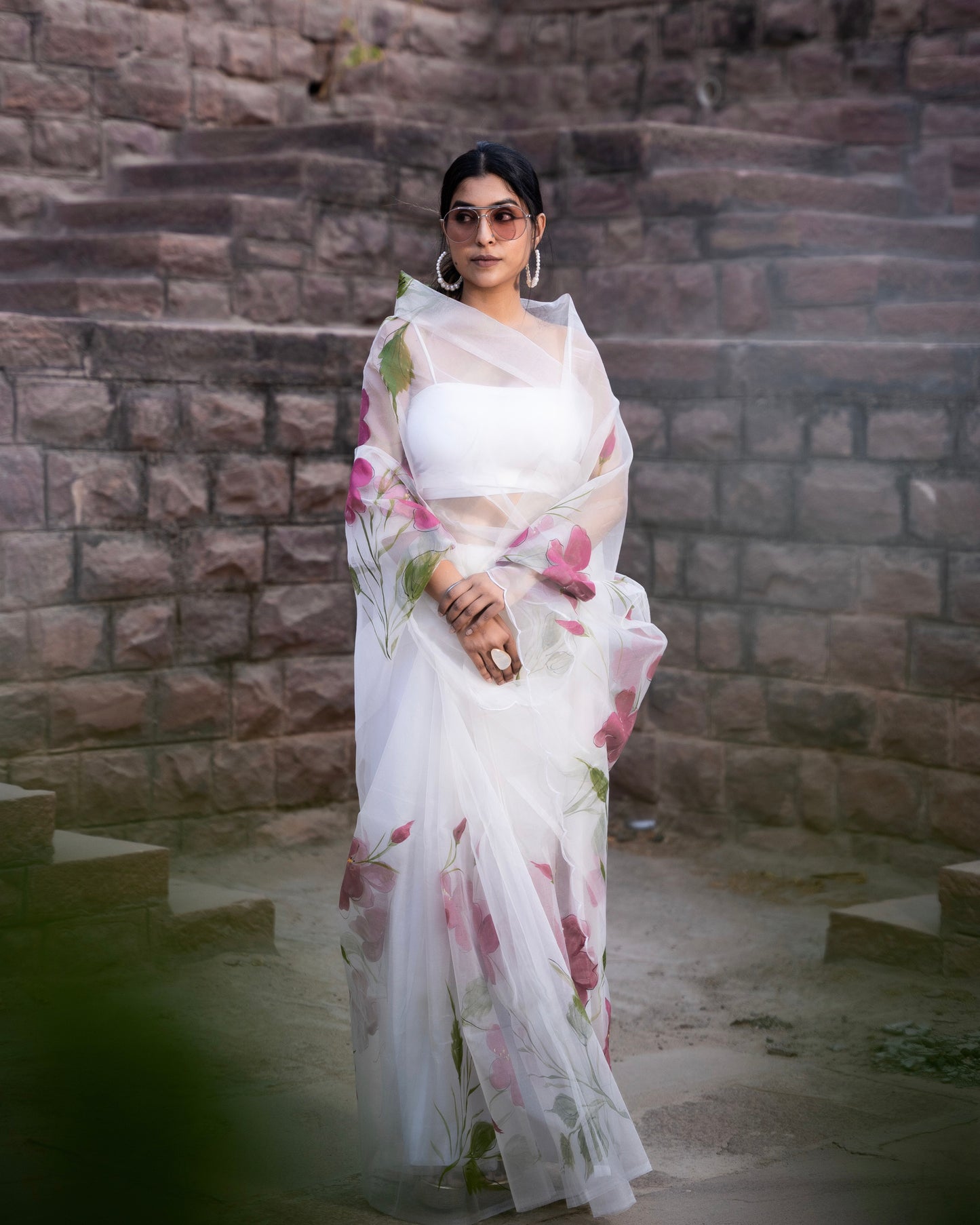 CHANDRIKA PURE ORGANZA HAND PAINTED SAREE