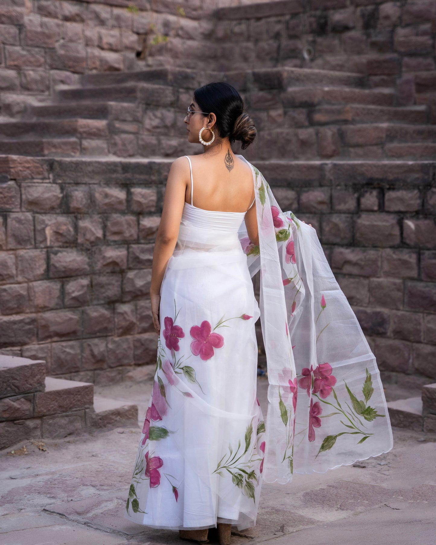 CHANDRIKA PURE ORGANZA HAND PAINTED SAREE