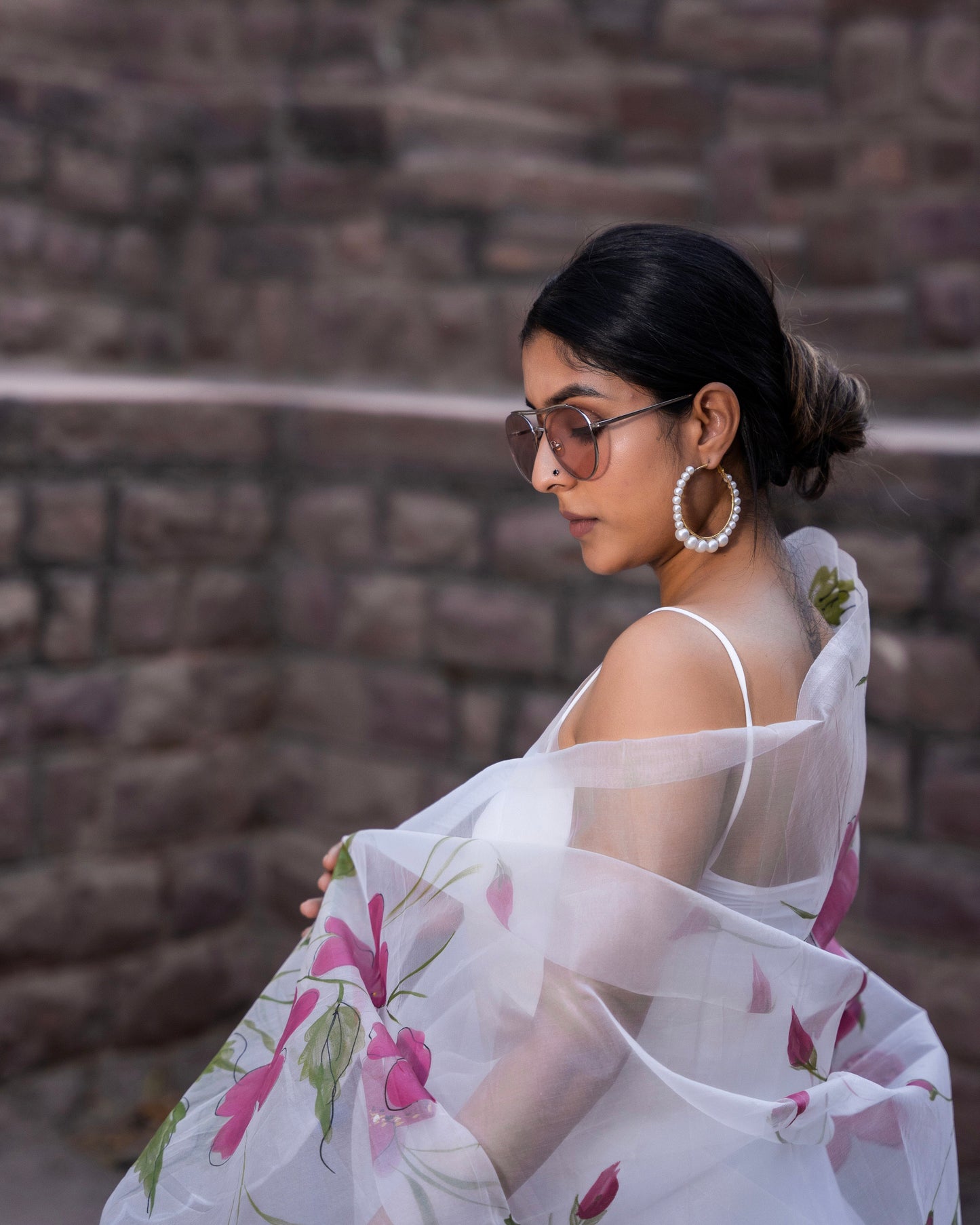 CHANDRIKA PURE ORGANZA HAND PAINTED SAREE