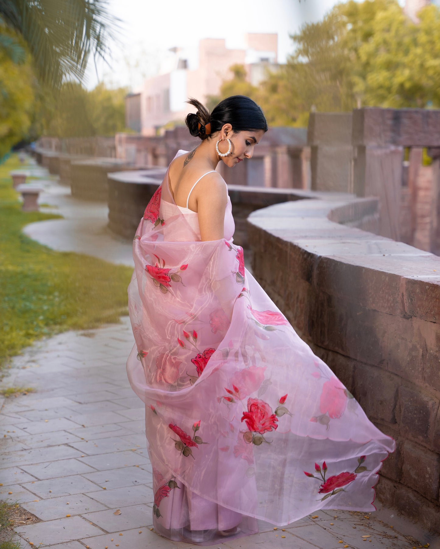 UMRAO PINK HAND PAINTED SAREE