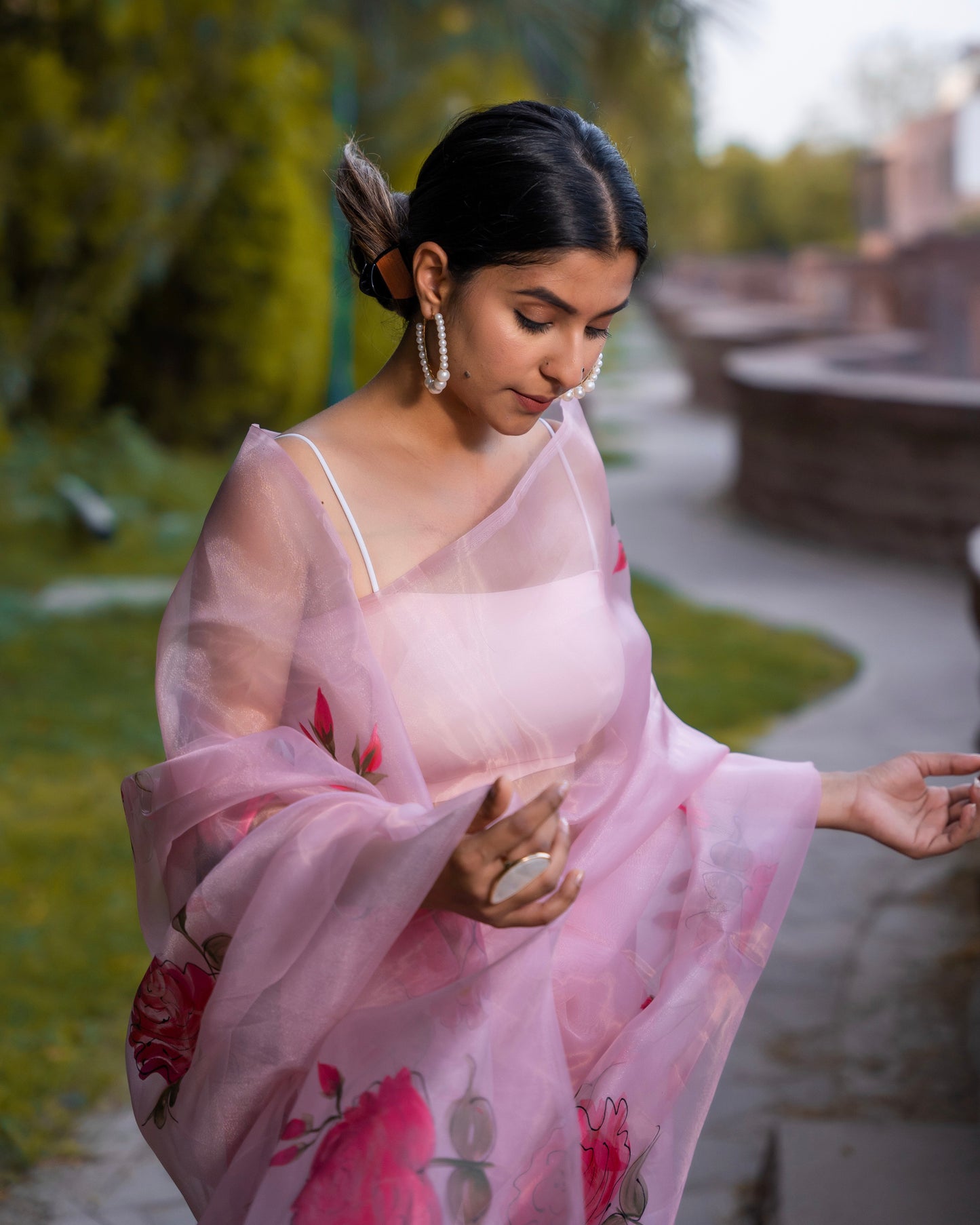 UMRAO PINK HAND PAINTED SAREE
