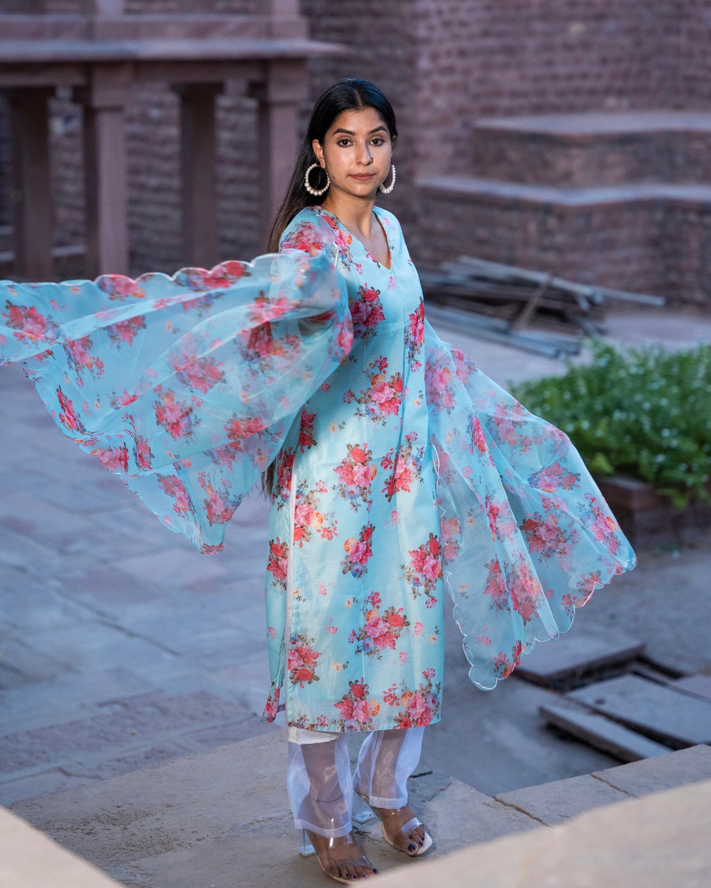 SHYAMA PRINTED CHANDERI SUIT SET