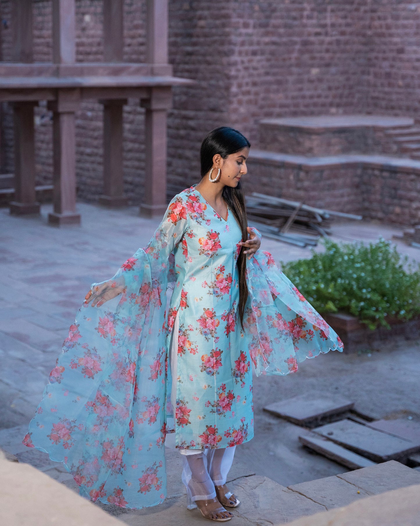 SHYAMA PRINTED CHANDERI SUIT SET