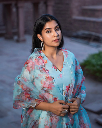 SHYAMA PRINTED CHANDERI SUIT SET