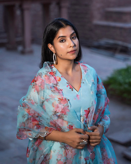 SHYAMA PRINTED CHANDERI SUIT SET