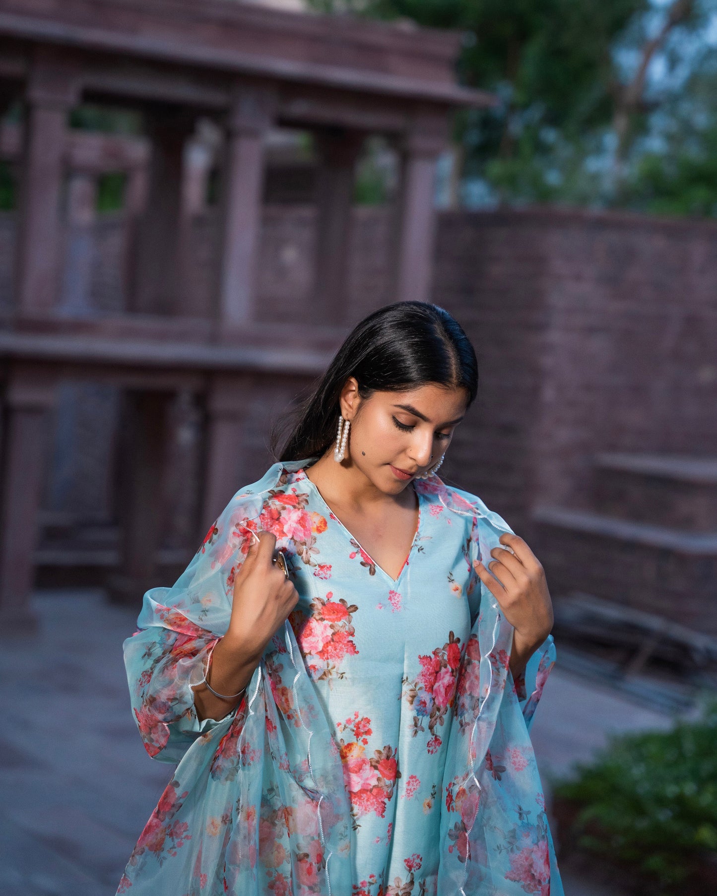 SHYAMA PRINTED CHANDERI SUIT SET