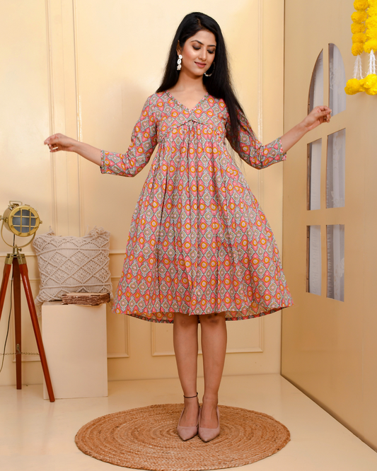 ALIA COTTON PRINTED DRESS