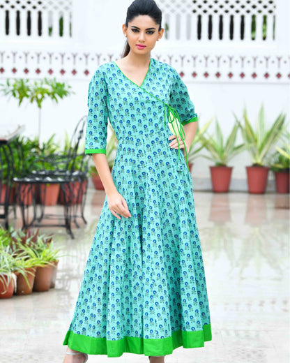 PANIHARI TEAL ANARKALI FLOOR LENGTH DRESS