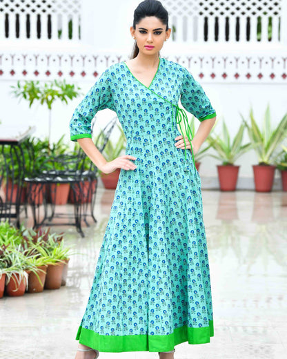 PANIHARI TEAL ANARKALI FLOOR LENGTH DRESS