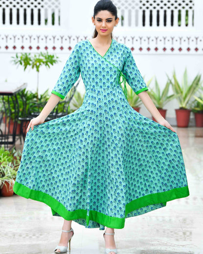 PANIHARI TEAL ANARKALI FLOOR LENGTH DRESS
